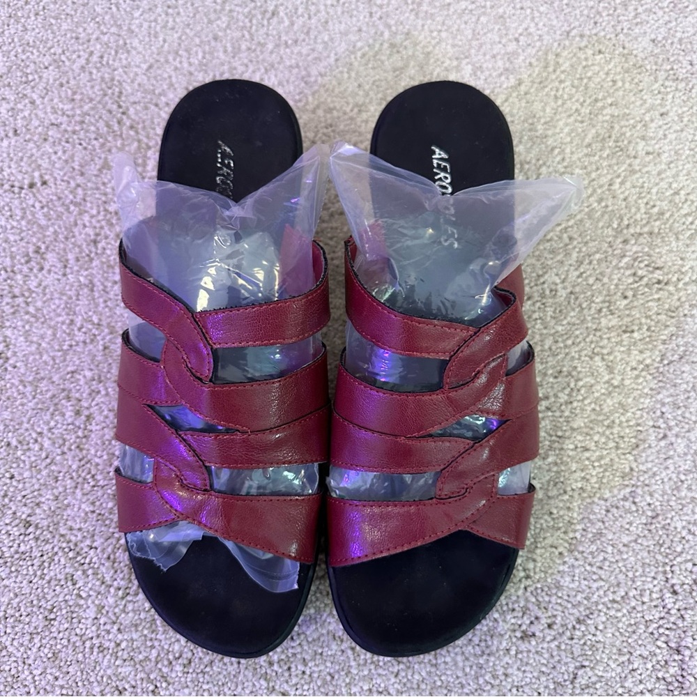 Women's Red Wedge Sandals - Picture 6 of 6